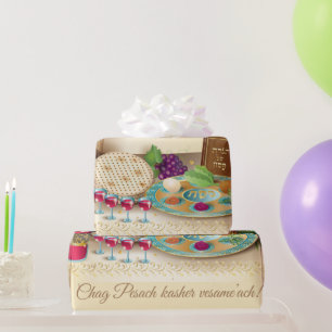 Pesach Seder Kosher six different Passover foods  Wrapping Paper