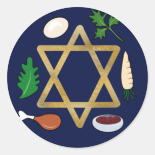 Pesach Seder  plate Star of David Classic Round Sticker