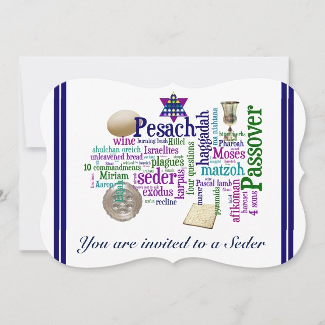 Pesach Words and Symbols Card/Invitation Invitation (Front)