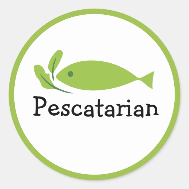Pescatarian Diet Fish Ecological Green Food Label (Front)
