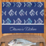 Pescatarian Pattern Tea Towel<br><div class="desc">A kitchen towel for your pescatarian (and other) cooking needs.</div>