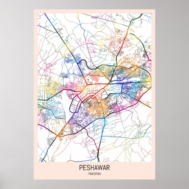 Peshawar Pakistan City Map Poster (Front)
