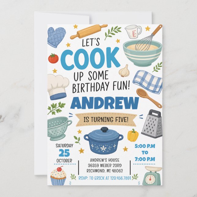Pesonal Cooking Party Birthday  Invitation (Front)