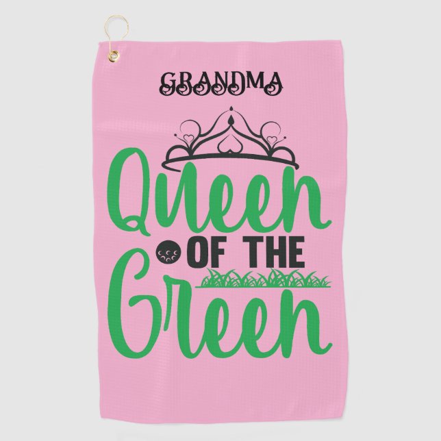 Pesonalised Queen of the Green Golf Towel (Front)