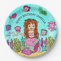 Pesonalized Hand darwn Mermaid Birthday