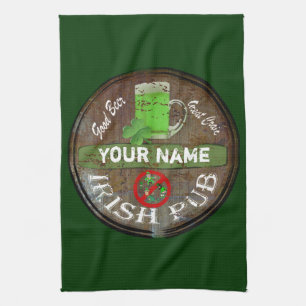 Pesonalized Irish pub sign Tea Towel