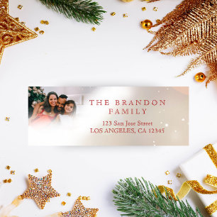 Pesonalized Photo Holiday Holly Return Address Label