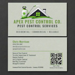 Pest Control Exterminator QR Code Business Card