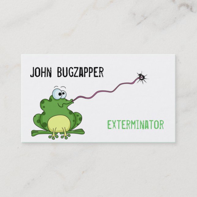 Pest Control Green Frog Zapping Bug Business Card (Front)