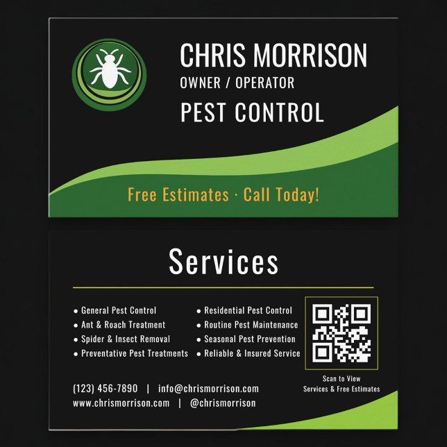 Pest Control Service QR Code Business Card (Creator Uploaded)