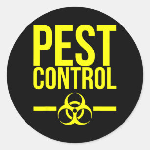 Pest Control Yellow Exterminator Funny Halloween Classic Round Sticker