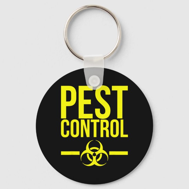 Pest Control Yellow Exterminator Funny Halloween Key Ring (Front)