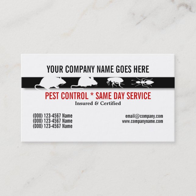 Pest Vermin Control Personalise Business Card (Front)