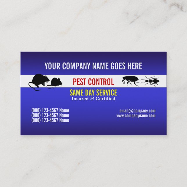 Pest Vermin Control Personalise Business Card (Front)