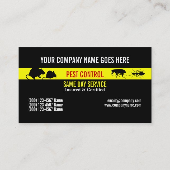 Pest Vermin Control Personalise Business Card (Front)