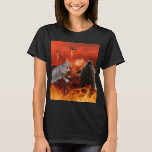 Pesto And Moo Deng Fight Funny Penguin And Hippo T-Shirt