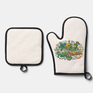 Pesto Paladin T-Shirt – Funny Pasta Lover Graphic Oven Mitt & Pot Holder Set