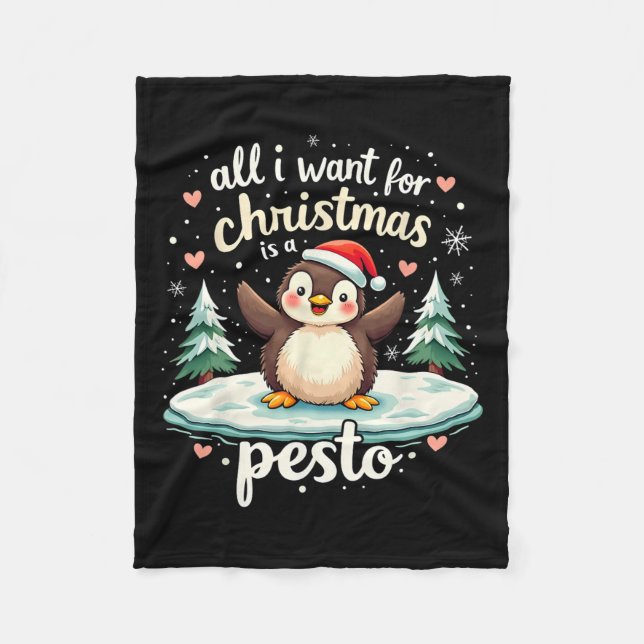 Pesto The Penguin Funny Ba  Fleece Blanket (Front)