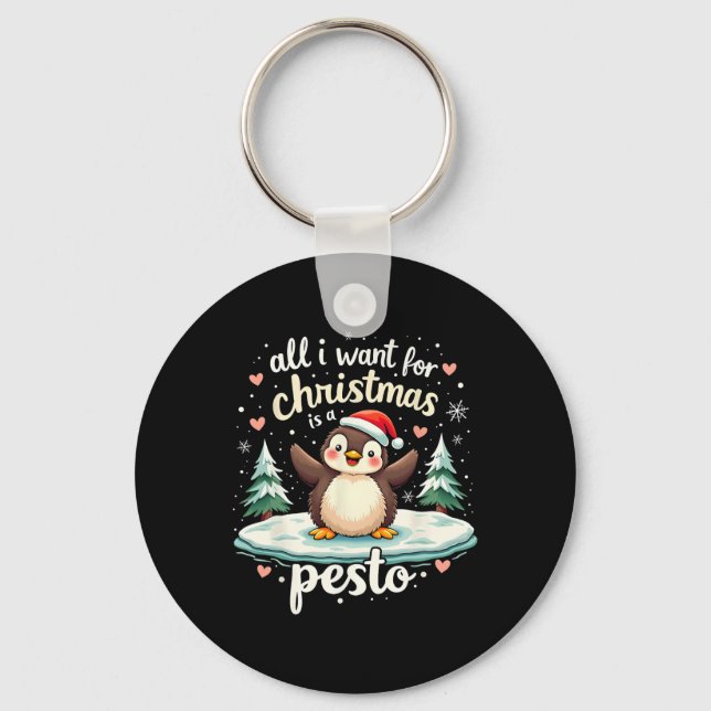 Pesto The Penguin Funny Ba  Key Ring (Front)