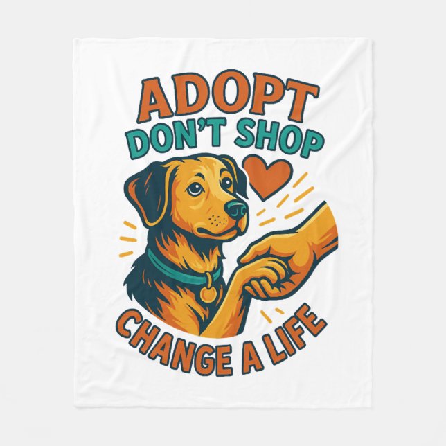 Pet Adopt Love Tee Fleece Blanket (Front)