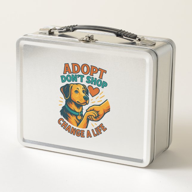 Pet Adopt Love Tee Metal Lunch Box (Front)