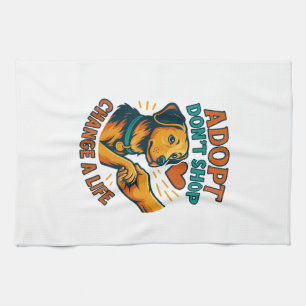 Pet Adopt Love Tee Tea Towel