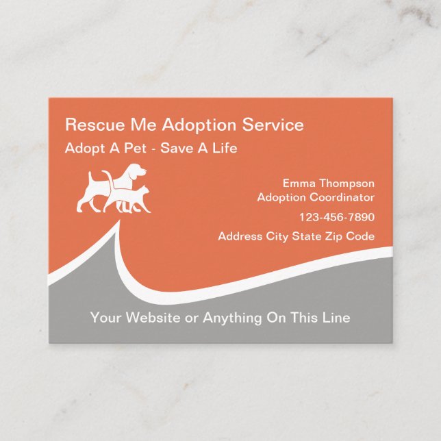 Pet Adoption Services Business Cards (Front)
