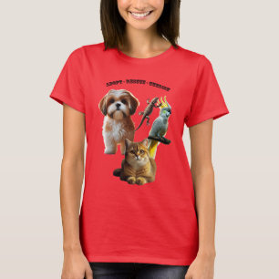 Pet Adoption with Dog, Cat, Bird, and Lizard URM T-Shirt