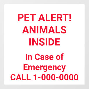 PET ALERT! Bright Red Letters