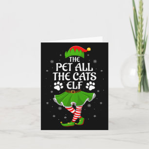Pet All The Cats Elf Christmas Girls Women Elf Squ Card