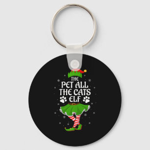 Pet All The Cats Elf Christmas Girls Women Elf Squ Key Ring