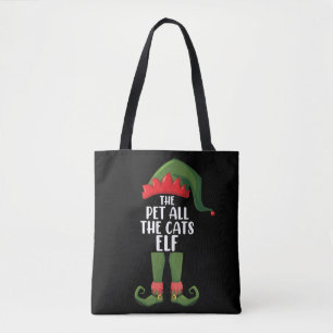 Pet All the Cats Elf Matching Family Christmas  Tote Bag