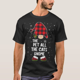 Pet All The Cats Gnome Buffalo Plaid Matching Chri T-Shirt