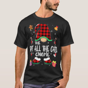 Pet All The Cats Gnome Buffalo Plaid Red Matching T-Shirt