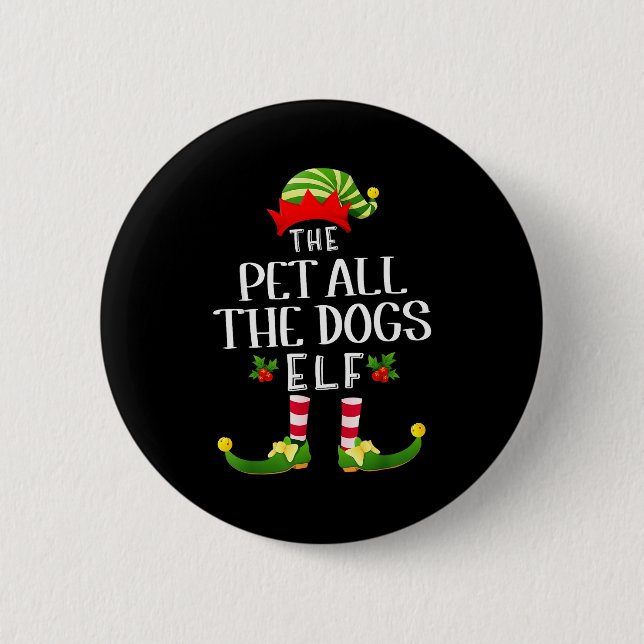 Pet All The Dogs Christmas Elf Matching Pajama X-m 6 Cm Round Badge (Front)
