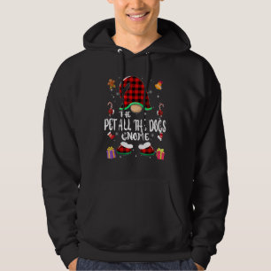 Pet All The Dogs Gnome Buffalo Plaid Red Matching Hoodie