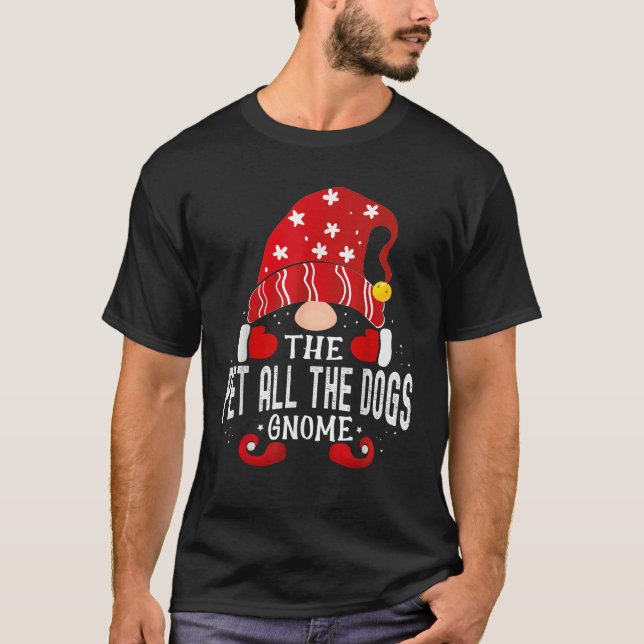 Pet all the dogs Gnome Matching Christmas PJS For  T-Shirt (Front)