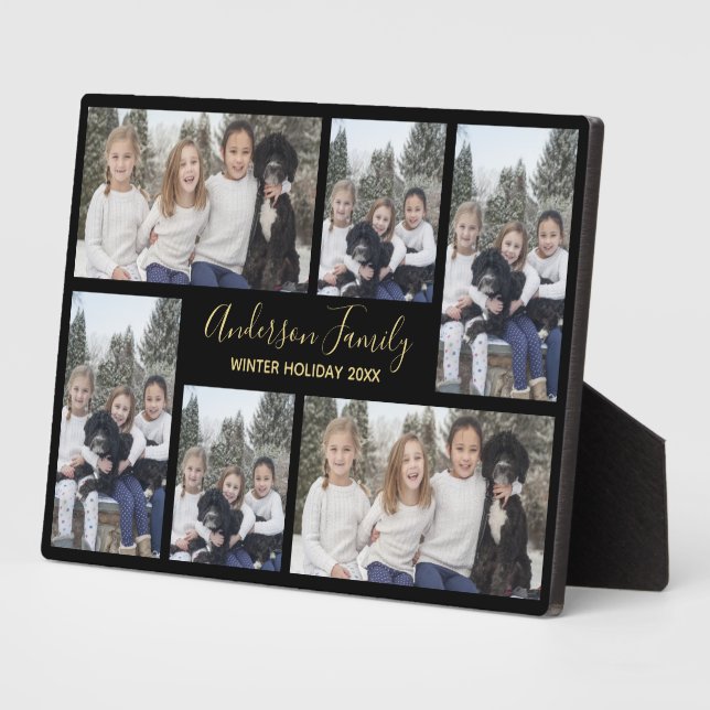 Pet and Family Photo Template Black Gold Plaque (Side)