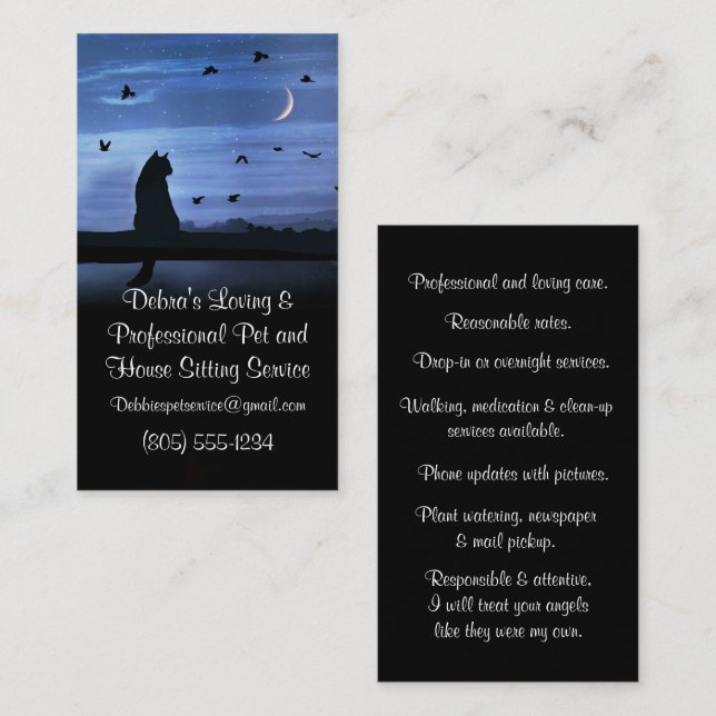 Pet and House Sitting Professional  Business Card (Front/Back)