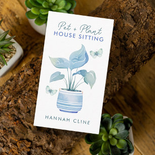 Pet and Plant House Sitting Blue Butterfly Business Card