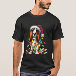 Pet Animal Basset Hound Dog Lover Santa hat Christ T-Shirt