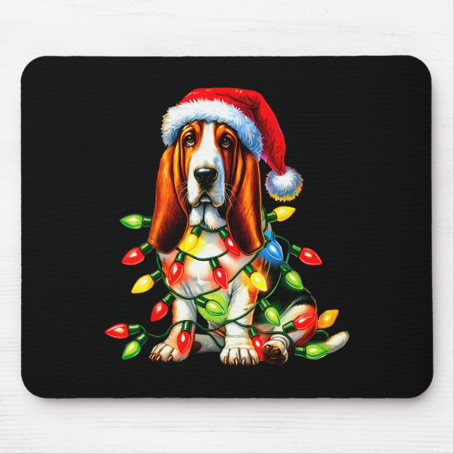 Pet Animal Bet Hound Dog Lover Santa Hat Christmas Mouse Pad (Front)