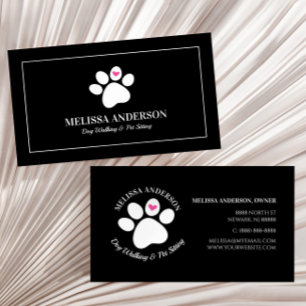 Pet Animal Dog Cat Paw Heart Custom Business Card
