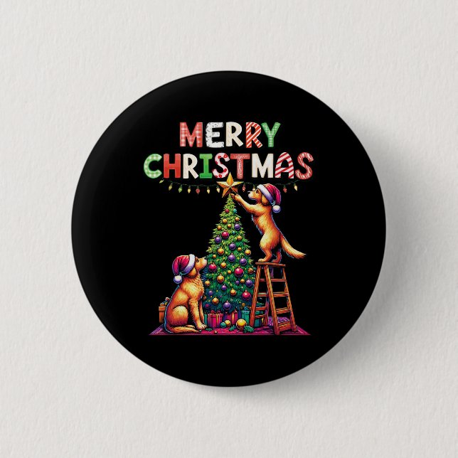 Pet Animal Golden Retriever Dogs Decorating Christ 6 Cm Round Badge (Front)