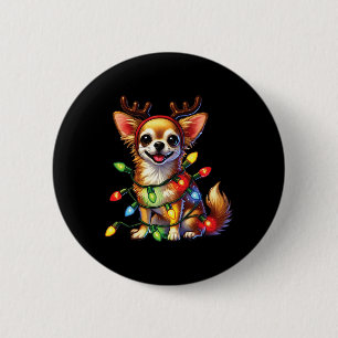 Pet Animal Lovers Chihuahua Dogs Reindeer Christma 6 Cm Round Badge