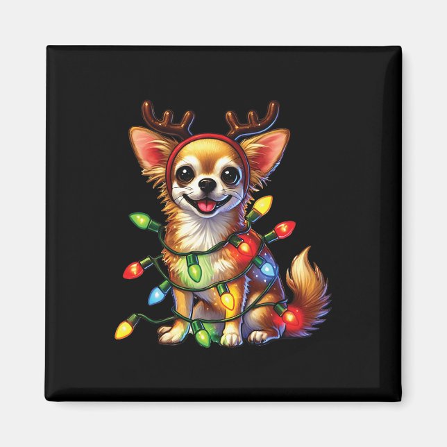 Pet Animal Lovers Chihuahua Dogs Reindeer Christma Magnet (Front)