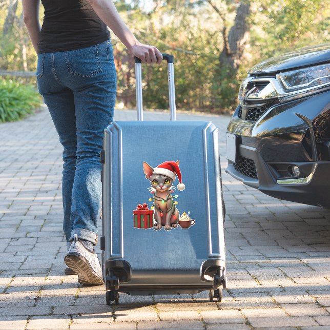 Pet Animal Lovers Cute Sphynx cat Reindeer Antlers (Suitcase Insitu)