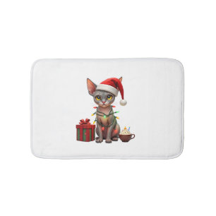 Pet Animal Lovers Cute Sphynx cat Reindeer Antlers Bath Mat