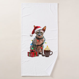 Pet Animal Lovers Cute Sphynx cat Reindeer Antlers Bath Towel