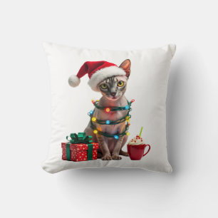Pet Animal Lovers Cute Sphynx cat Reindeer Antlers Cushion